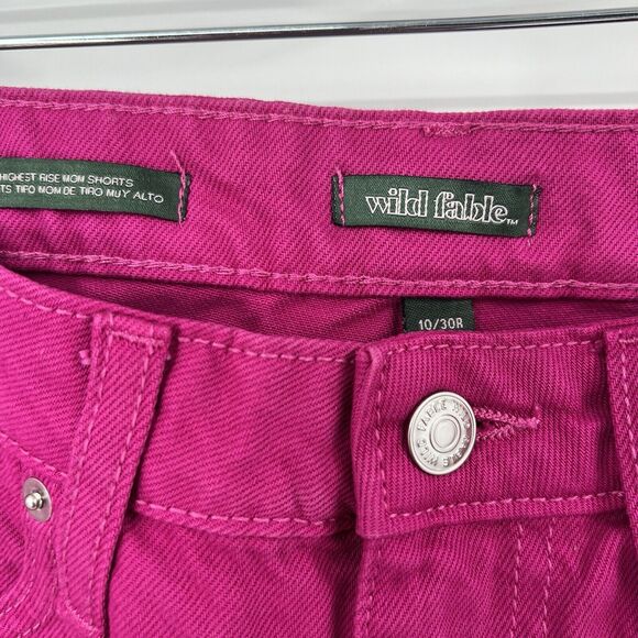 NWT Wild Fable Women's 10 Highest Rise Mom Jean Shorts Pink 100% Cotton - Picture 2 of 8